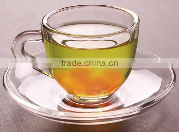 Small quantity order mini glass tea cup and saucer
