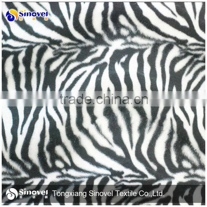 100% polyester zebra printed fabric/normal velvet fabric/sofa fabric