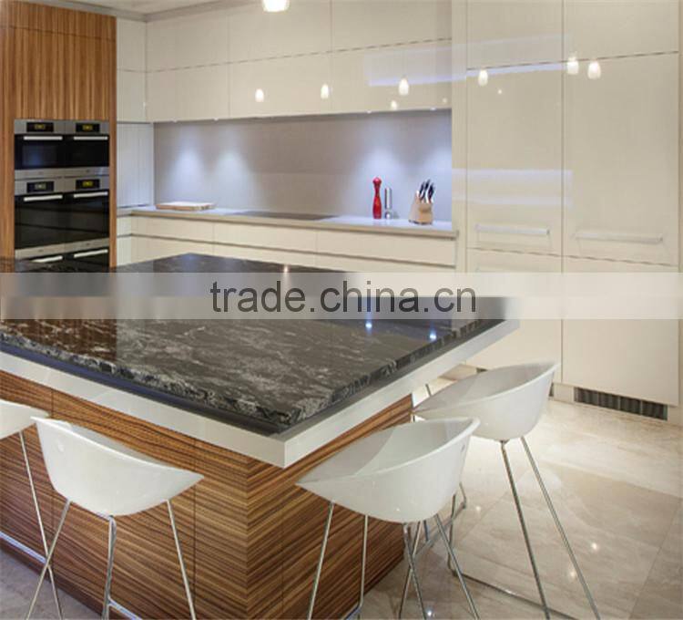 Island kitchen set, two color modern kitchen set for house plan