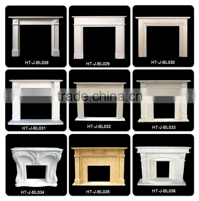 Hand Carved Marble Stone Fireplace Mantel With Statue Carved