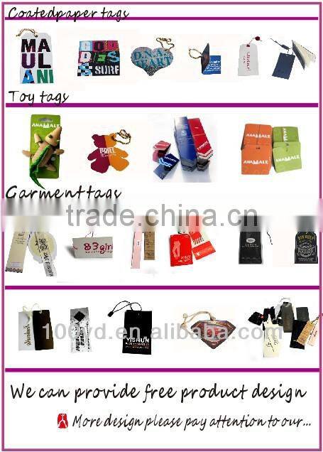 2014 Cheap 350g coated recycled paper embossing tags with string