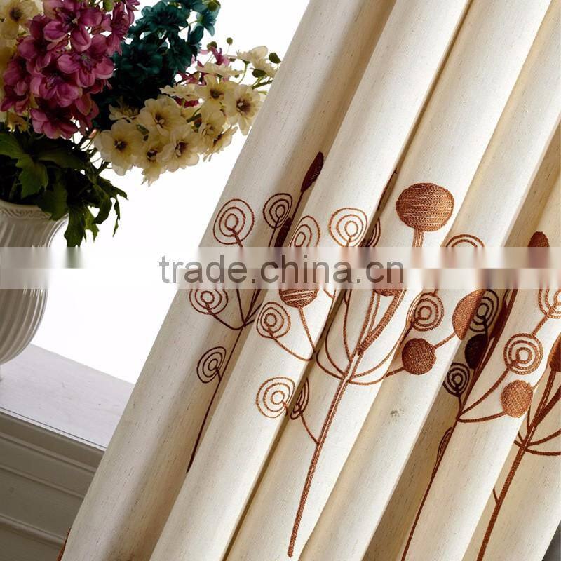100% Polyester Luxury salon hall polyester green embroidery sheer voile fabric curtain