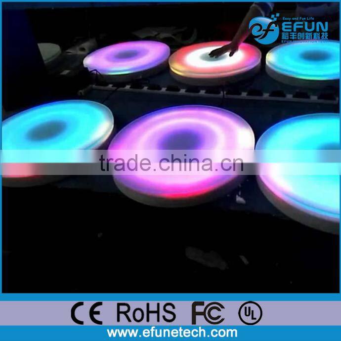 wifi control portable rechargeable shaped sensitive interactive led color changing round dancing floor for kids playing