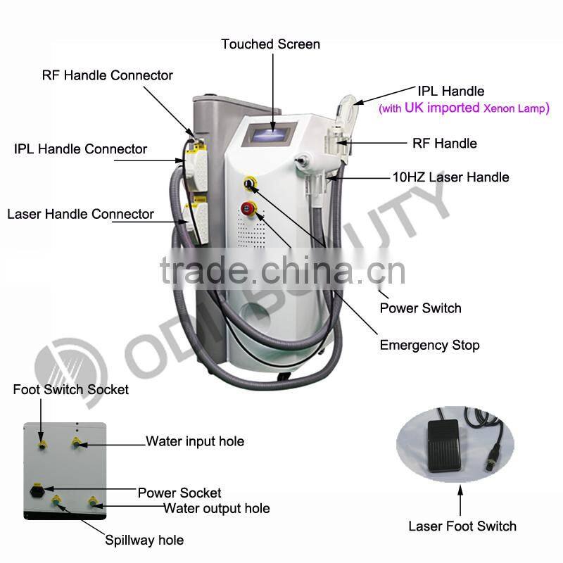 Multi-functional beauty apparatus shr lazer e light ipl rf system