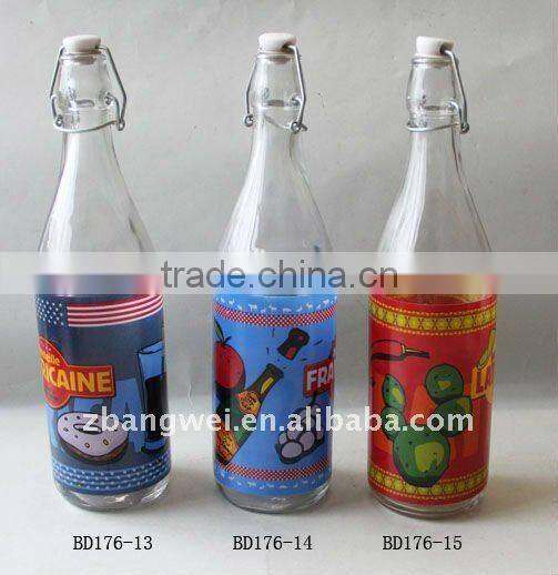 BD176-27-30: glass jar with acid-washing & decal