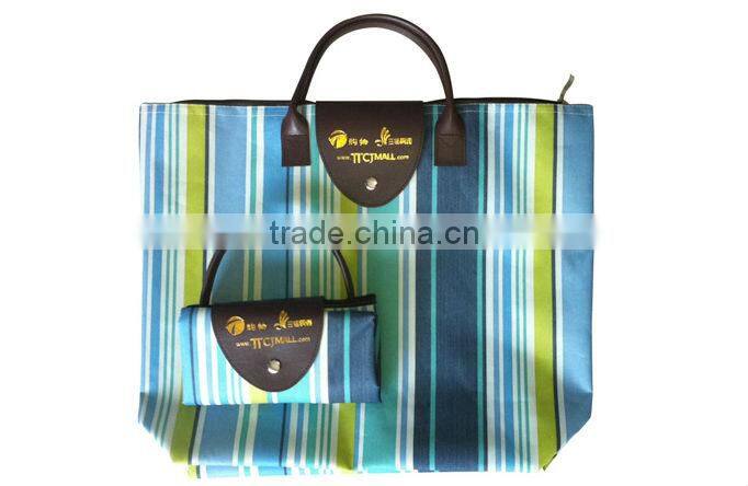 2015 new fashion oxford fabric shopping bag folding waterproof eco-friendly shopping bag leather tote women