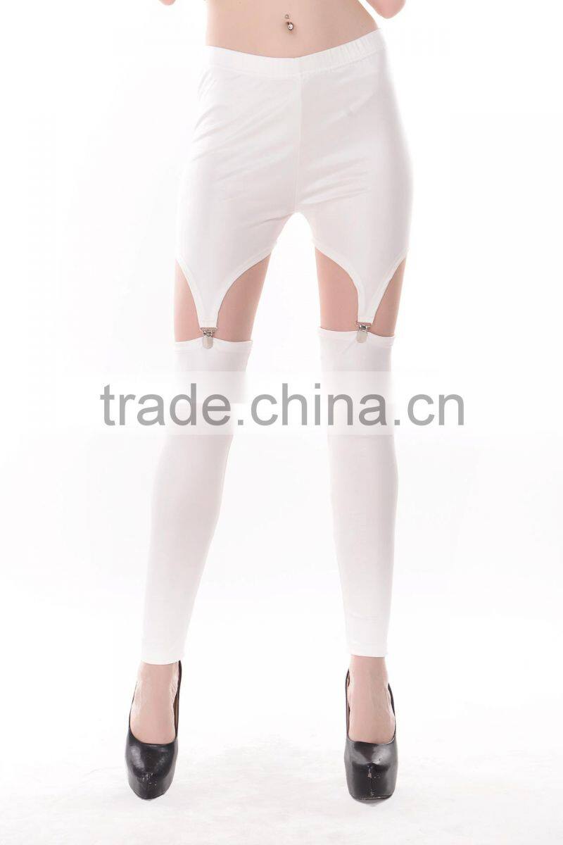 2014 New Leggings For Mature Women Sexy Hollow Out Imitation Leather Suspenders Tights Black