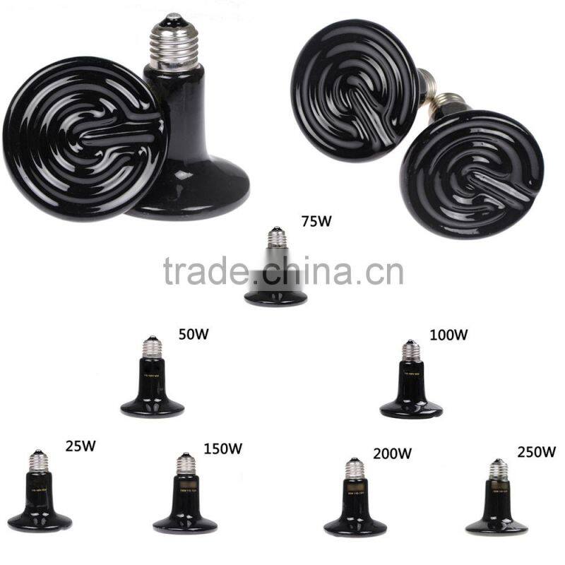 25-250W Infrared Ceramic Heat Emitter Lamp Light Bulb for Reptile Pet Brooder 110-120V
