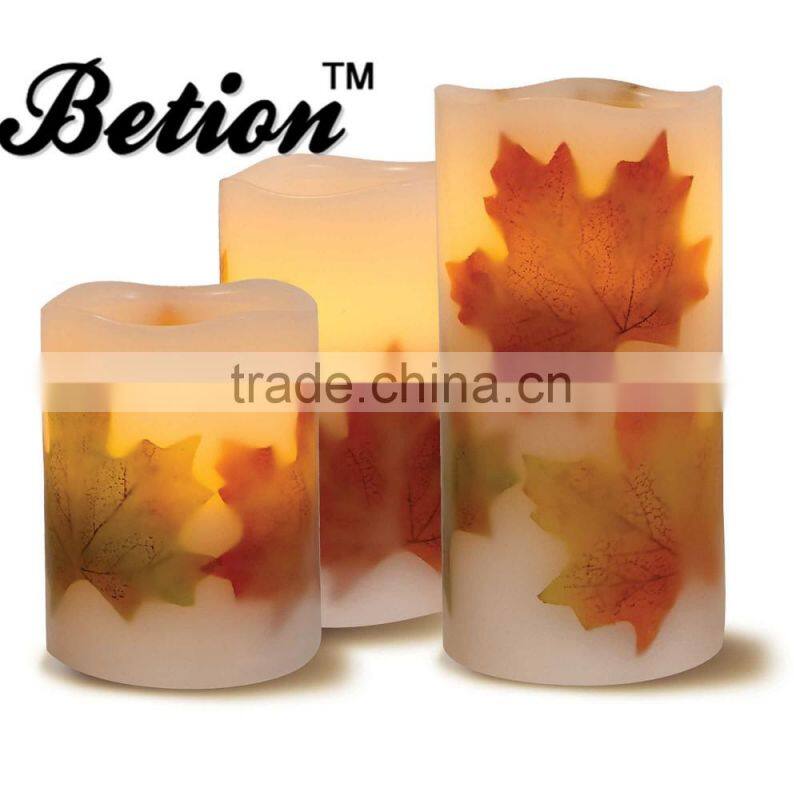 Flameless LED Candle 3-Piece Flameless LED Harvest Pillar Candles Set