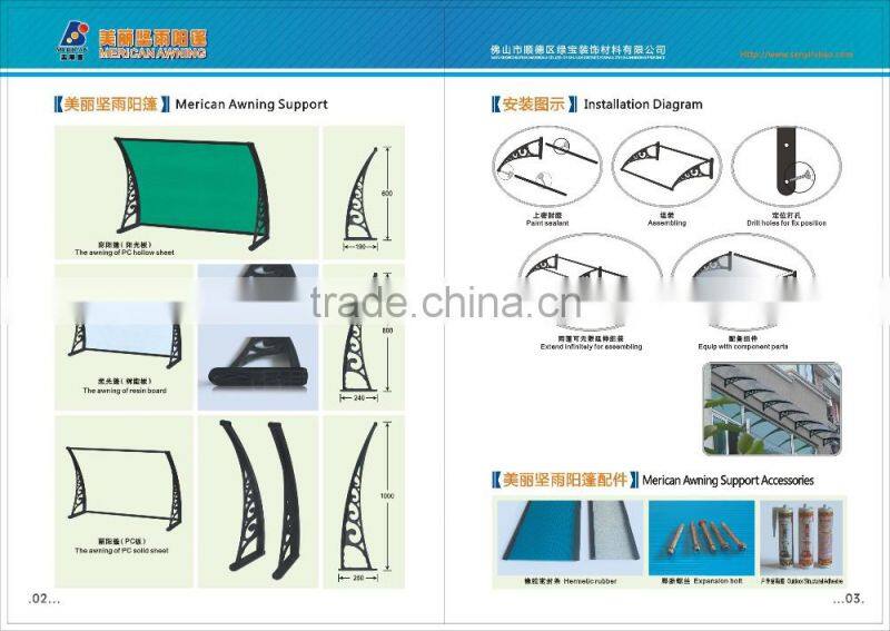 Foshan smart shade awning ! Environmental pc polycarbonate sheet canopy