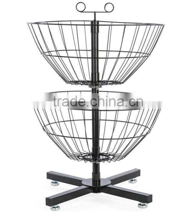 2-Tier Counter Rotating Metal Basket Stand Impulse Merchandise Display