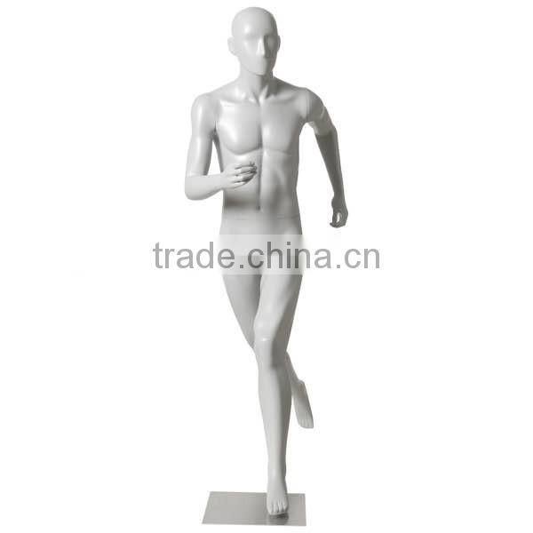 High quality fiberglass silver sports male mannequin for window display