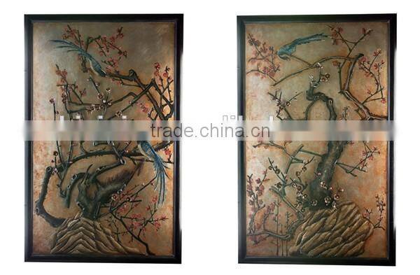 Noble Hand Painted Wood Wall Painting, A Pair of Decor Hanging Wall Picture, Classical Drawing Hanging Wall Art