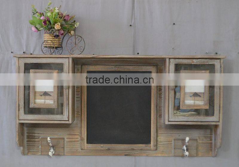 2016 Newest Distressed wood wall shelf with hooks wall mounted shelf with drawer