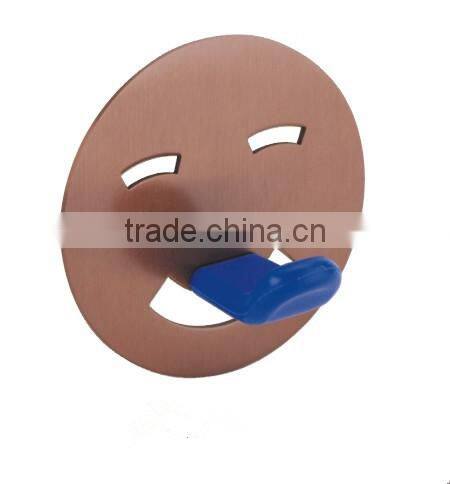 Smile Face Shape Single Plastic Stick Over Door Hook/Coat Hook