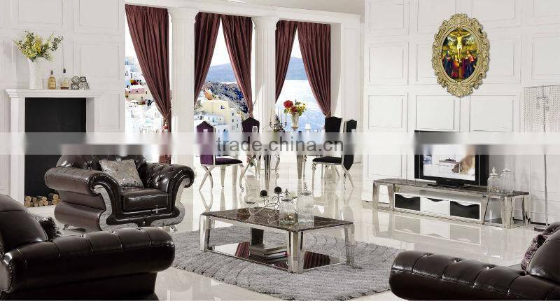 Stainless steel home furniture marble top coffee table C378