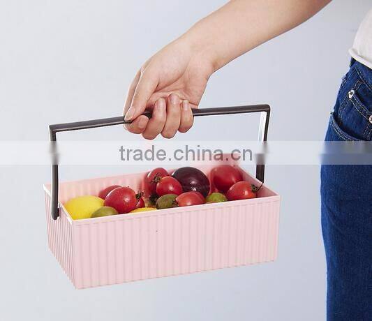 cy268 Decorative Plastic Home Office Storage Boxes Desktop Basket Organizer Handle Bathroom Kitchen Home Office Tidy Box