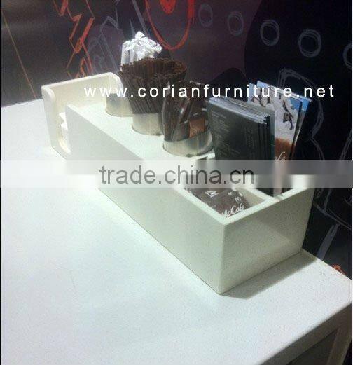 Lighted stylish design solid surface made bar countercoffee kiosk