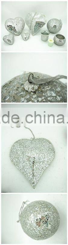 Gift Set Silver Crackle Mosaic Heart Candle Holder Lowes Christmas Decorations 2014