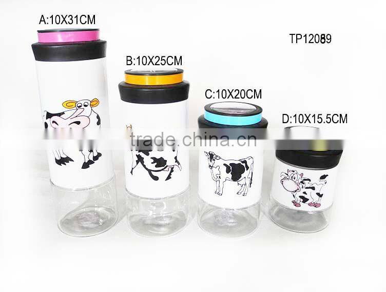 white spraying plastics cylinder glass storage jar