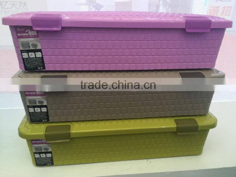 Decrative Plastic Rattan Storage Box Basket With Lid
