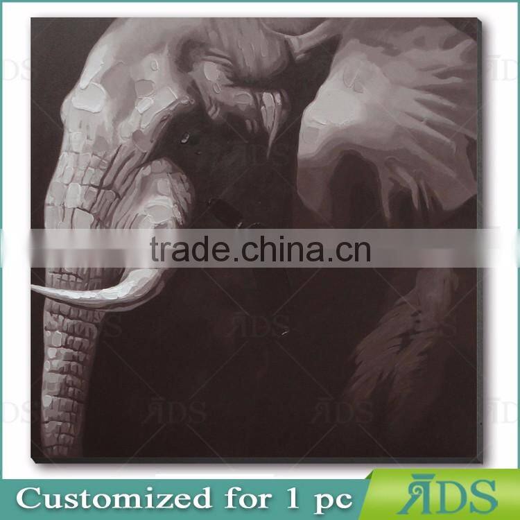 Popular Home Decoration Wall Art Handmade Elephant Canvas Oil Painting