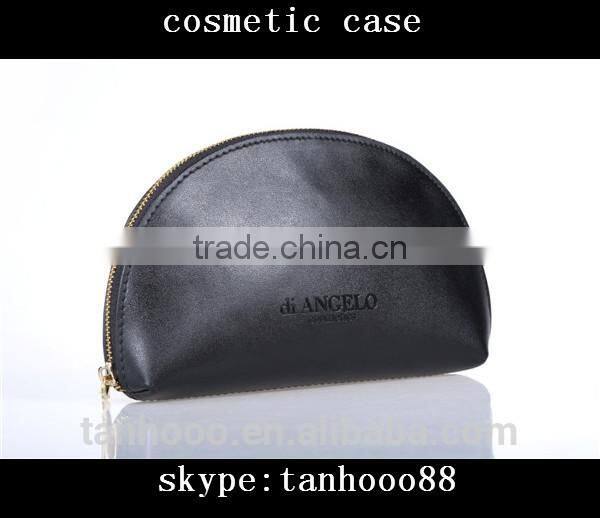 Hot Selling Black Shell Shape Leather Cosmetic Case and Box Makeup Case