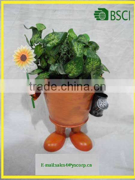 YS11953 funny metal decorative flower pot with foot handmade plant pot