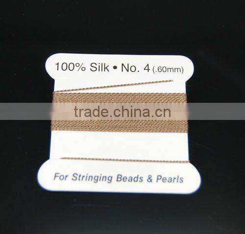 wholesale 0.6mm gray 100% bead silk threading cord with needle attached