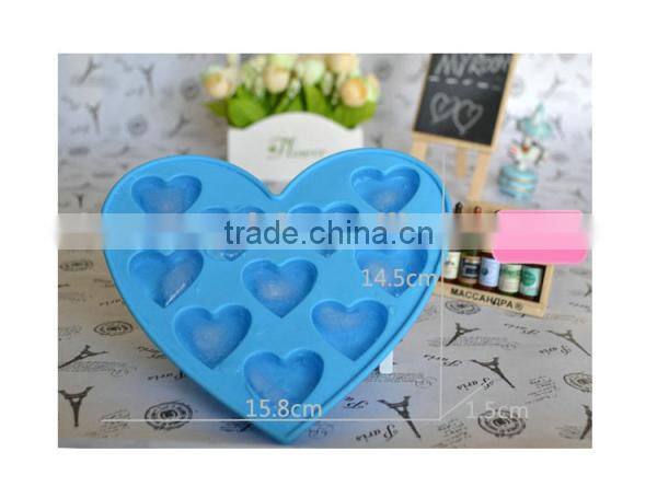 FDA 10 cavities BPA free ice cube tray, big love shaped silicone ice pan