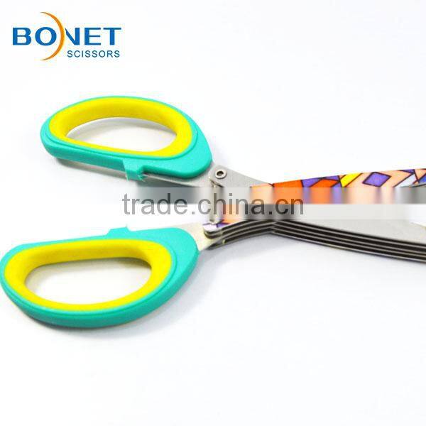 S97009 FDA qualified 7-5/8" Stainless Steel Shreding 5 blades herb scissors