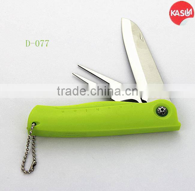 D-077 folding blade pocket knofe with fork multi function kitchen knife set