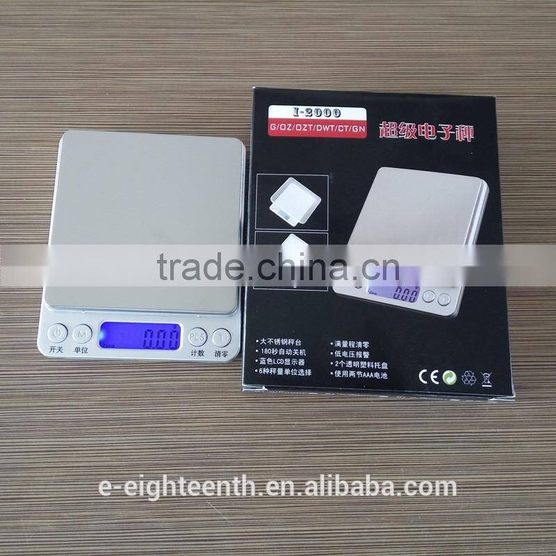 2016 Mini 2kg 2000g/0.1g w/2Trays Electronic Digital Platform Jewelry Weighing Scale