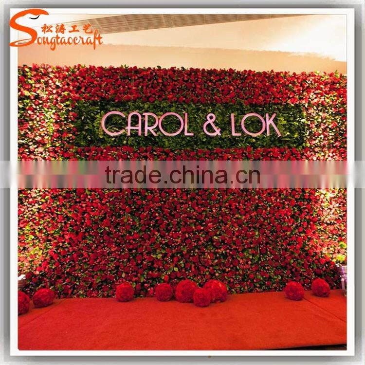 2017 factory price artificial flower for wall decoration silk flower wall for wedding supplies