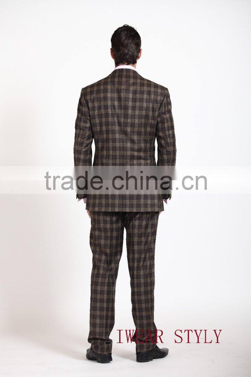 High quality woolen business suits/ checked italy style suits for men