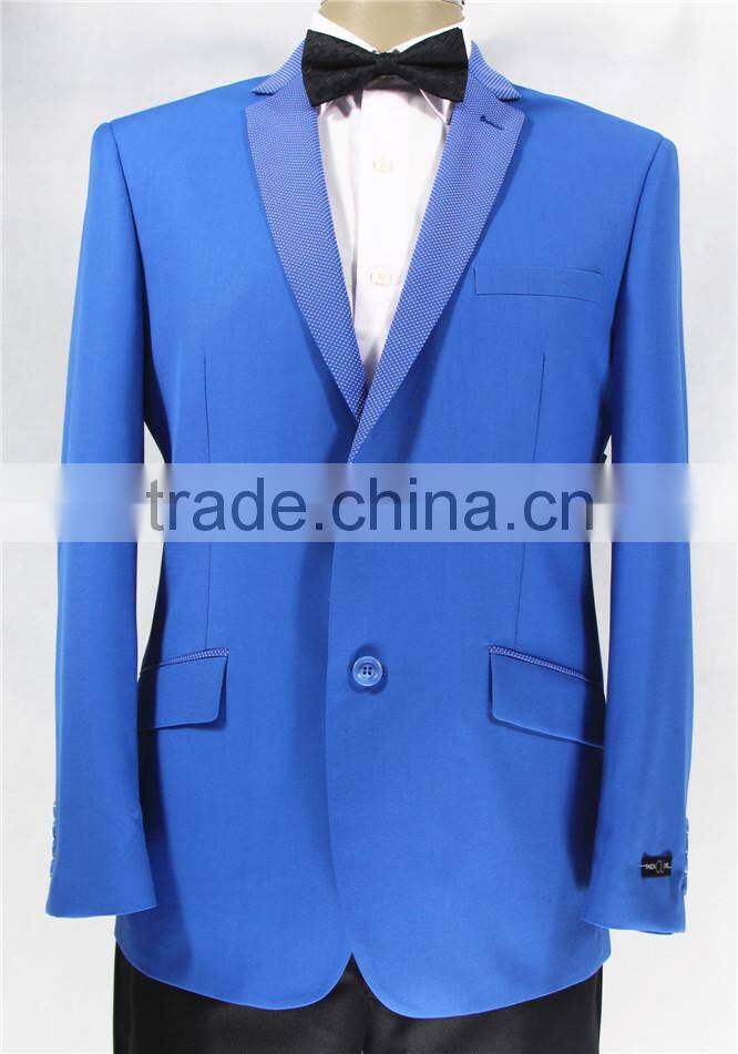 2015 New Tuxedo slim fit suit for man-fine silk&polyester kint fabric for collar