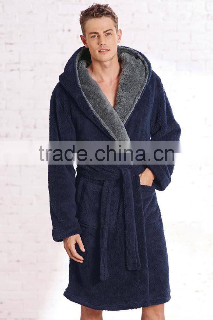 100% polyester shaggy fleece men's robe, men's hoodies bathrobe,fluffy bath robe