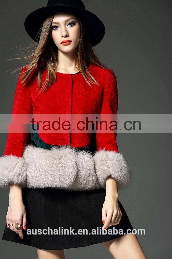 intalian style winter women round neck noble real fox fur coats