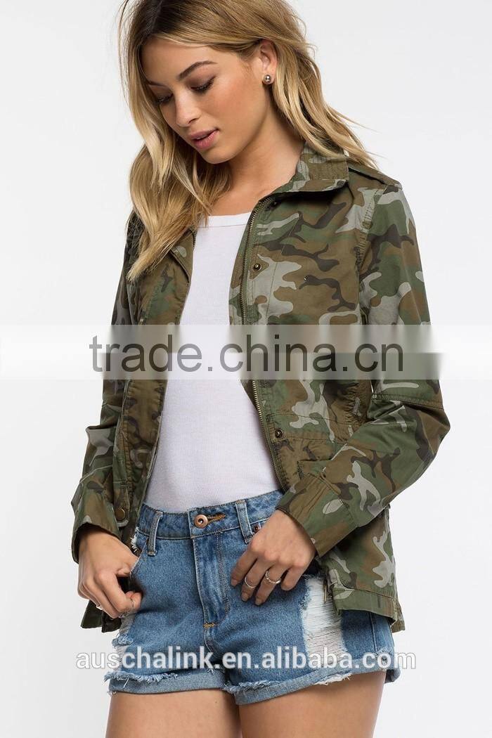 latest fashion girls classic camouflage jacket