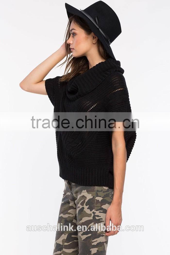 best selling black cable cowl neck women sweater wholesale