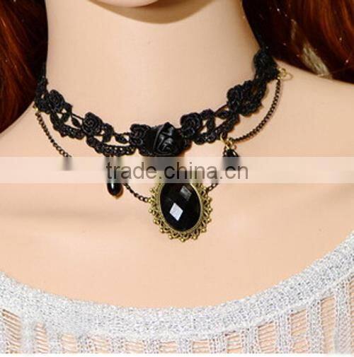 Retro fabric lace Collar Necklace jewelry wedding party bridal Gothic lace Necklace