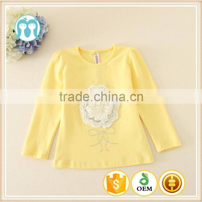 2015 fashion children's tee girls shirt plain newest design shirts for child of 110-140cm