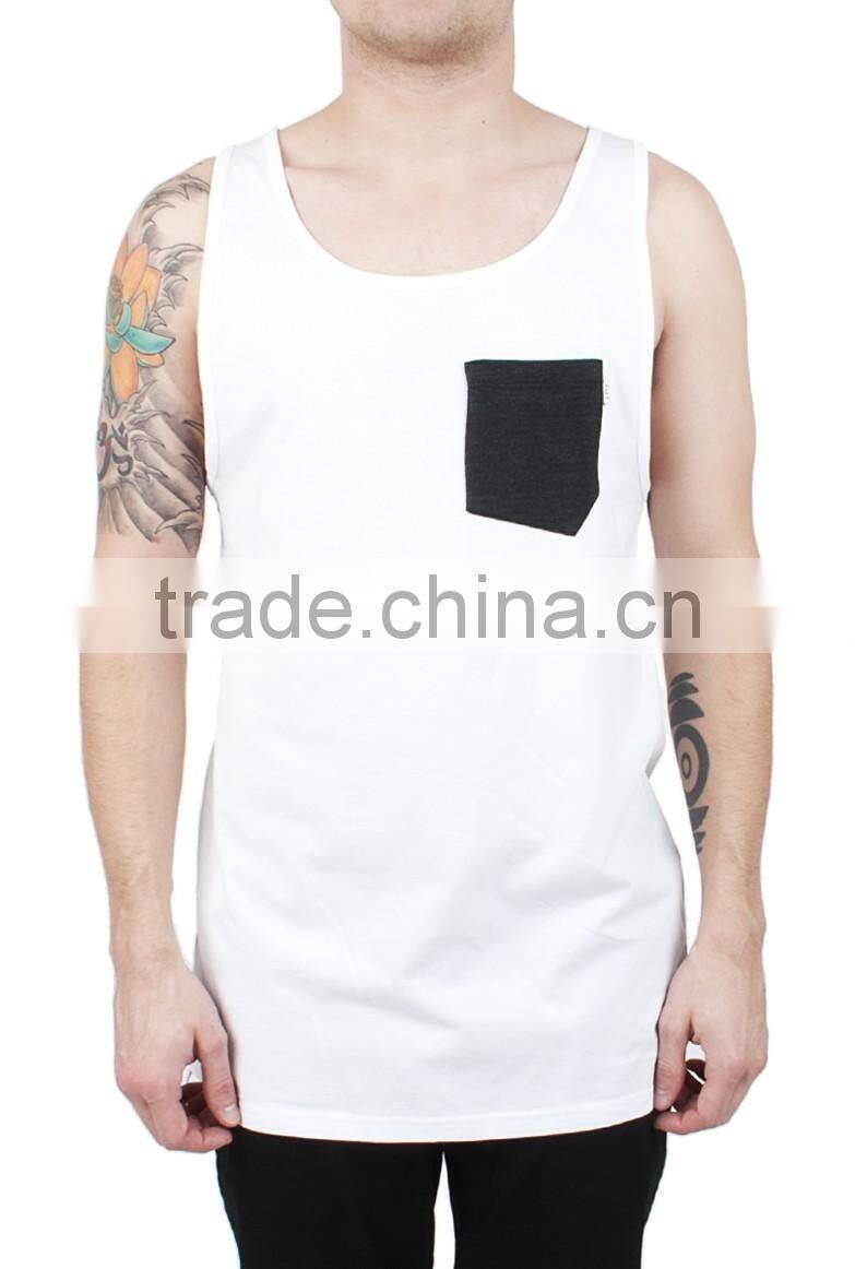 Custom cotton breathe freely absorbent water tank top with pocket