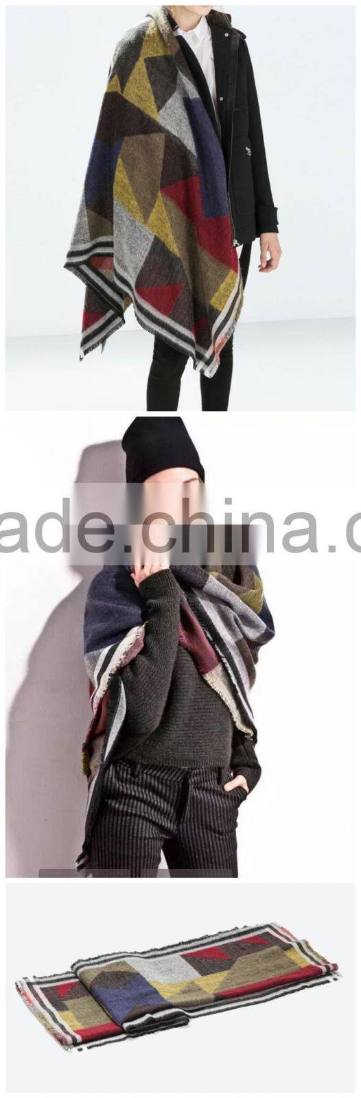 The new bump color bevel thickening tassel burrs scarves cloth grid and long big shawl
