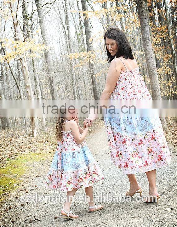 2017 Printed Matching Mother Daughter Clothes Plus Size Maxi Dress
