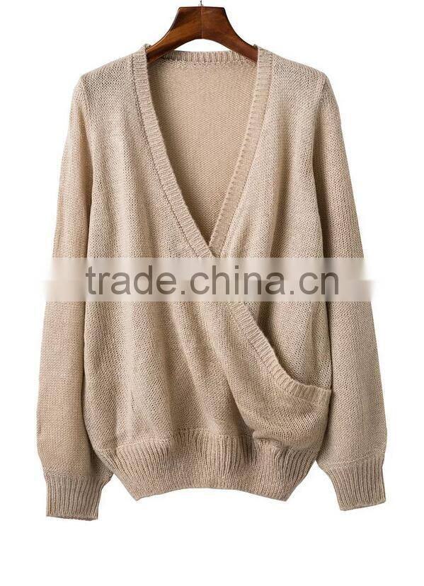 EY0862S 2016 New Arrival Deep V-Neck knit Pullover Sweater Design