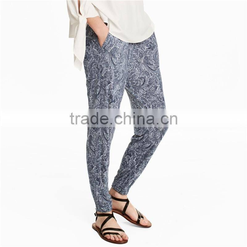 Viscose baggy rubbery pull on jersey hip hop harem pants