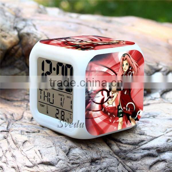 Hot selling Plastic LED alarm clock, Naruto character design digital clock for sale, LED digital alarm clock cheap price