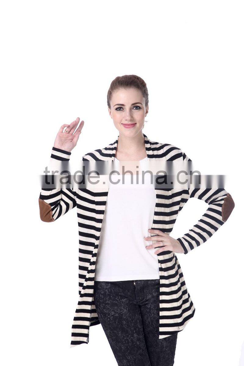 Wholesale wool knitted sweater cardigan zebra stripe women
