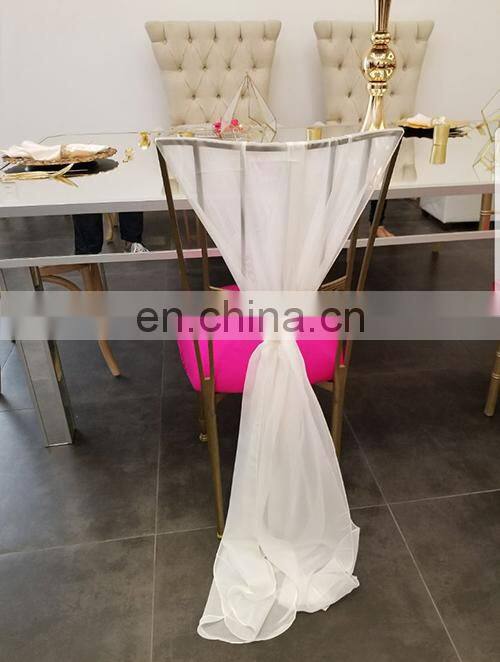 chiffon ruffled wedding chair cover sash with hood